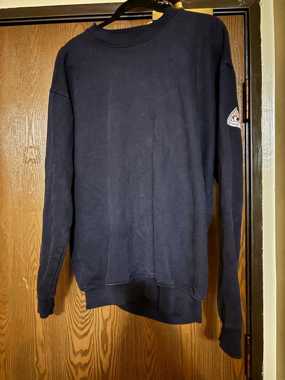 Bulwark FR Men’s Flame Resistant Navy Blue Cotton Pullover Crewneck Sweatshirt